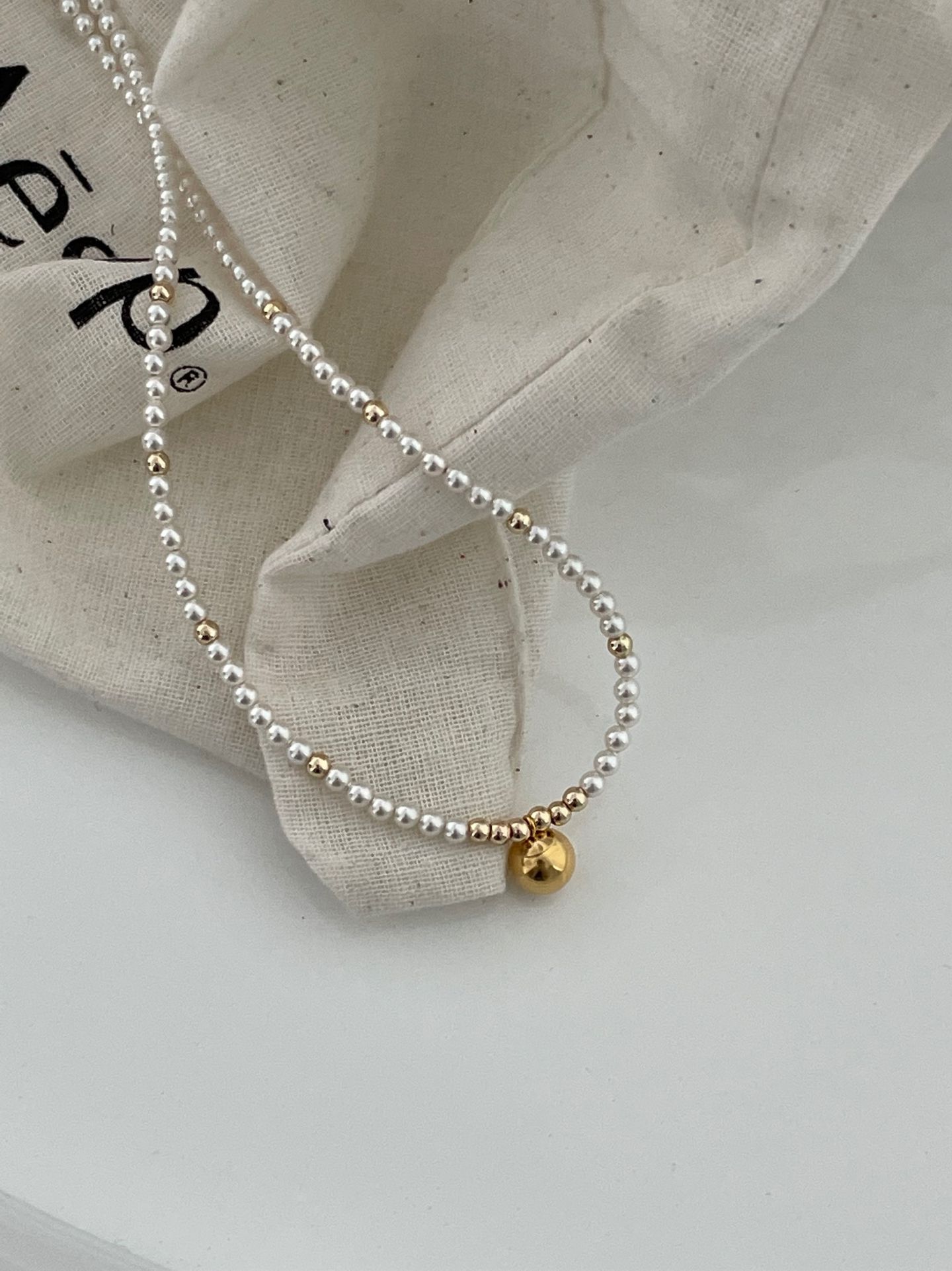 Golden Ball Pearl Necklace