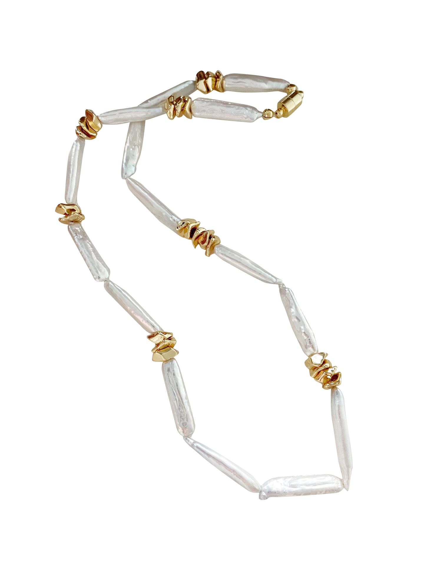 Metal Chain Baroque Pearl Necklace