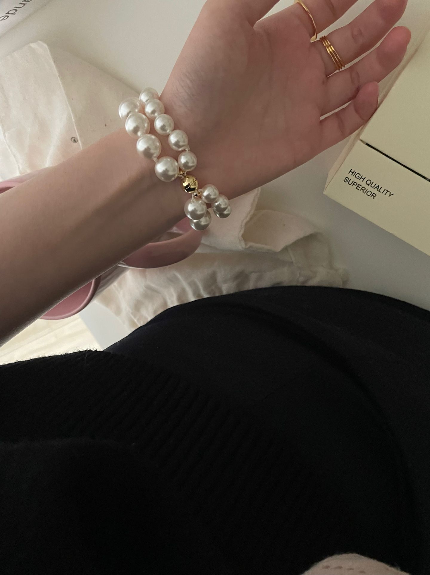 French Double Pearl Knot Bracelet