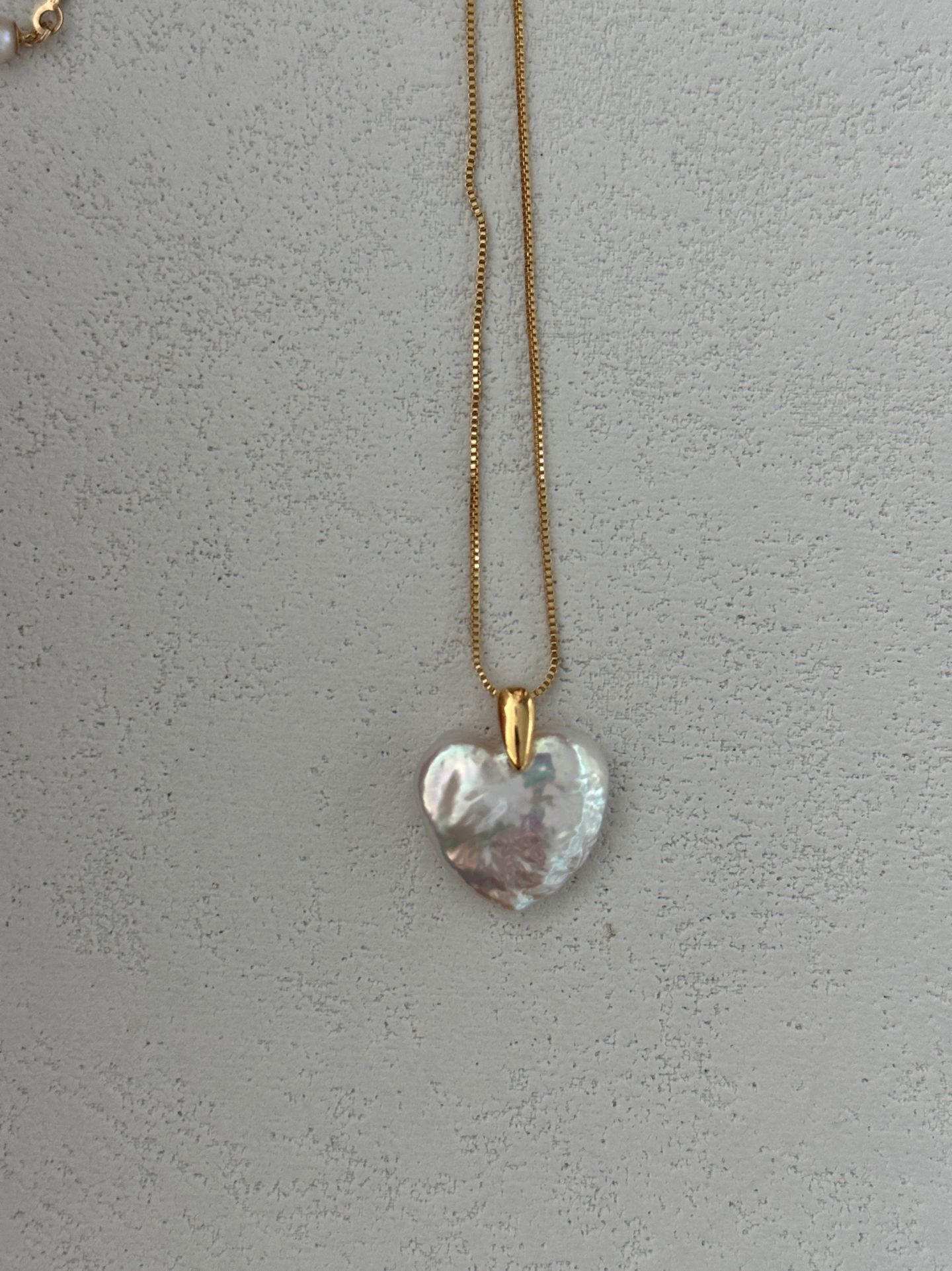 Gold Chain Heart-shape Pearl Necklace