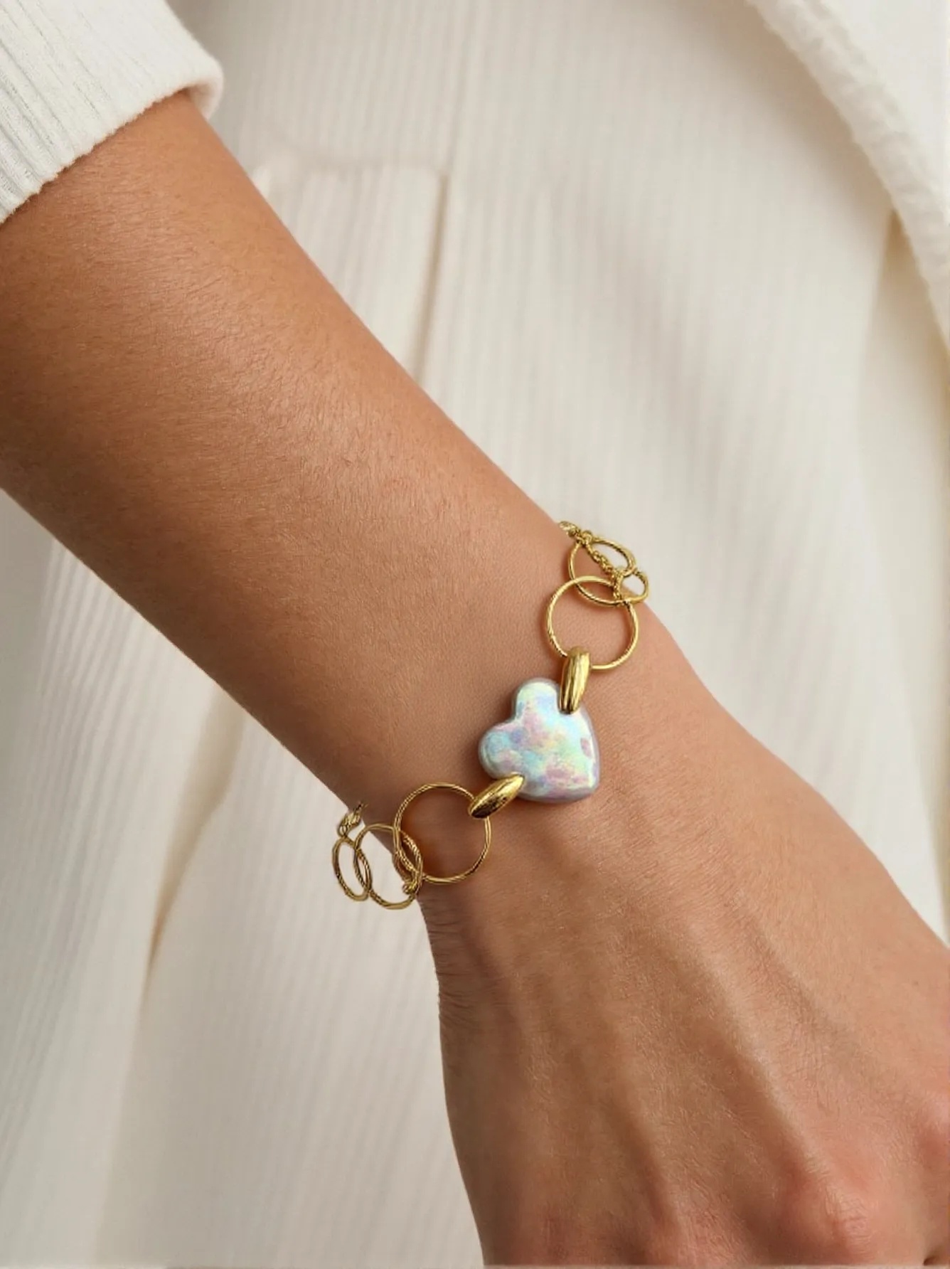 Geometric Circle Heart Bracelet