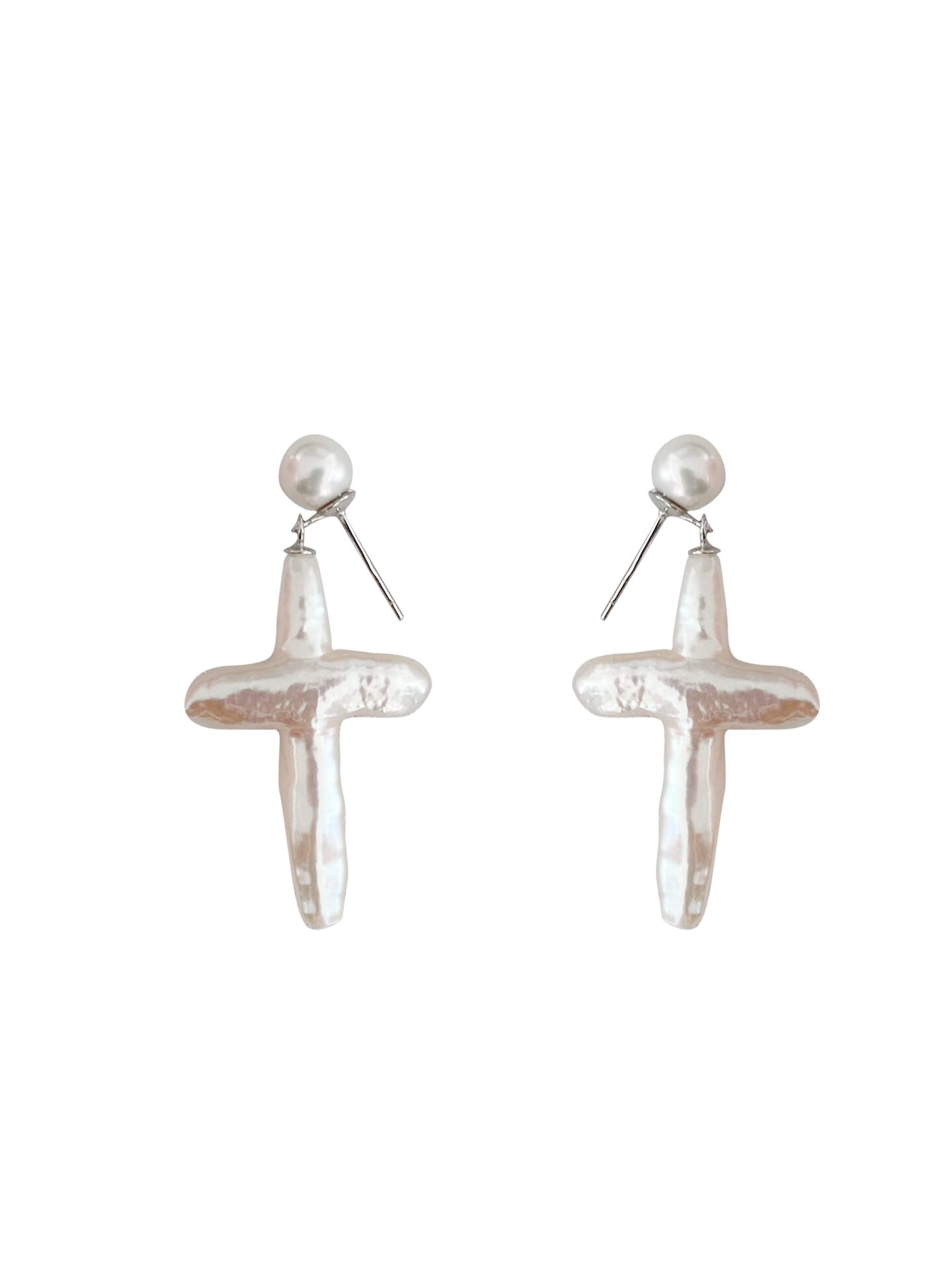 Cross Pearl Earrings